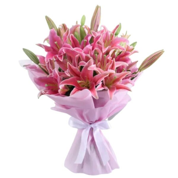 A Premium Bouquet of 7 Pink Lilies