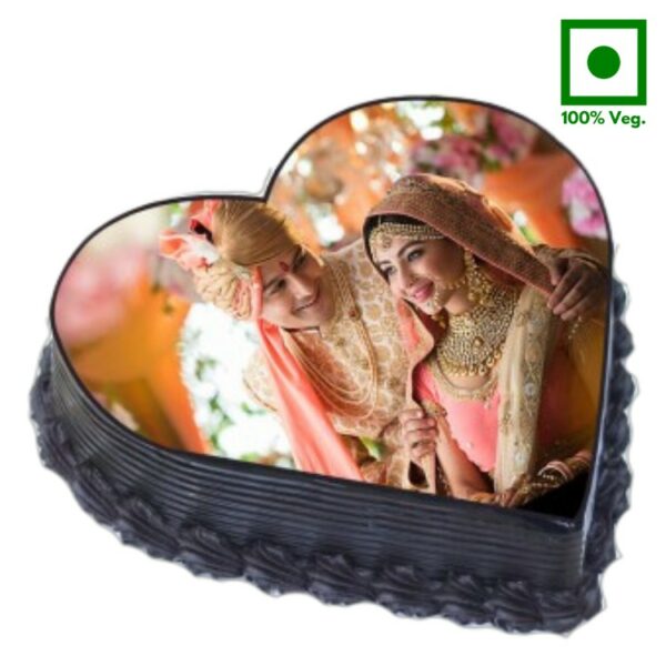 Premium Chocolate Truffle Heart Shape Photo Printed Cake
