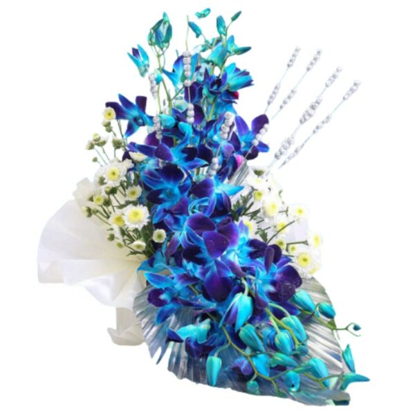Blue Orchids Designer Arrangement in a Basket