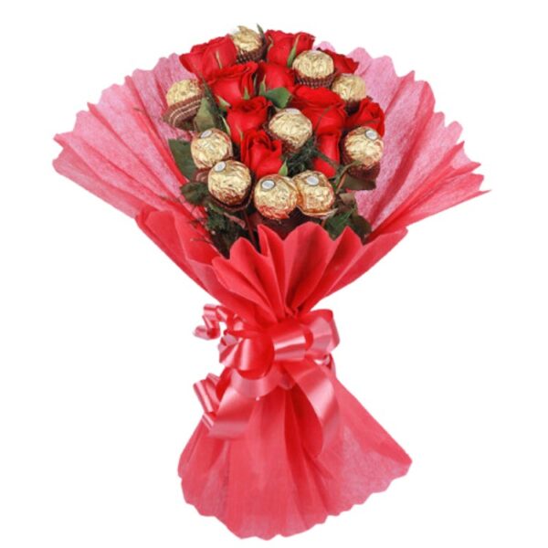# 01 - A Premium Bouquet of 10 Ferrero Rocher + 10 Red Roses
