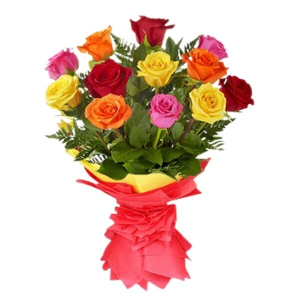 12 Mix Color Roses Designer Bunch