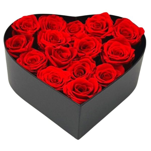 A Premium Heart Shape Gift Box of 15 Red Roses