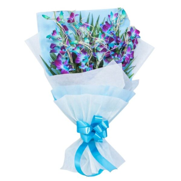 A Charming Bouquet of 5 Blue Orchids