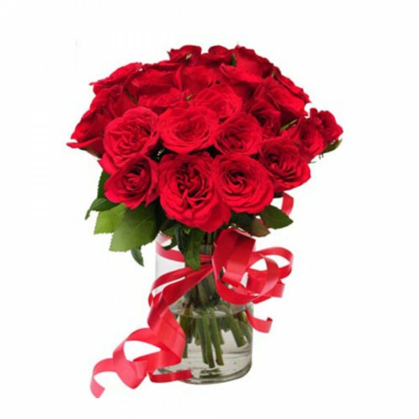 A Vase Arrangement of 21 Red Roses