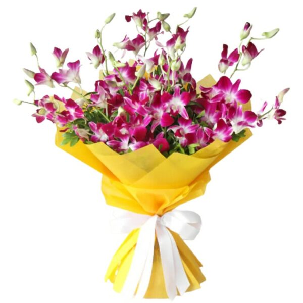 A Charming Bouquet of 10 Purple Orchids