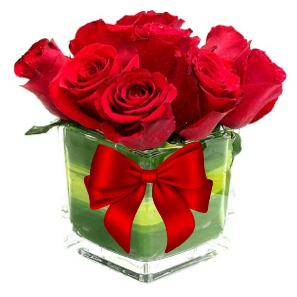 A Beautiful Vase Filled with 9 Red Roses