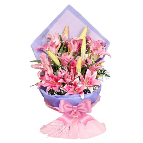 A Premium Bouquet of 7 Pink Lilies