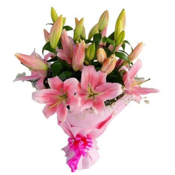 A Premium Bunch of 6 Pink Lilies