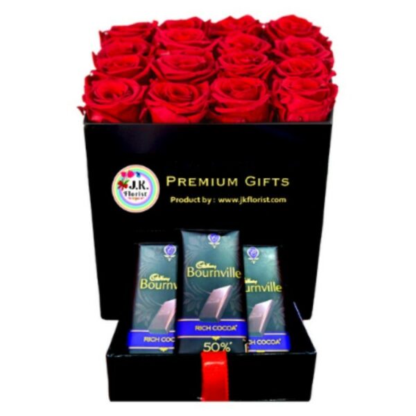 A Premium Gift Box of Red Roses & Cadbury Bournville Chocolates