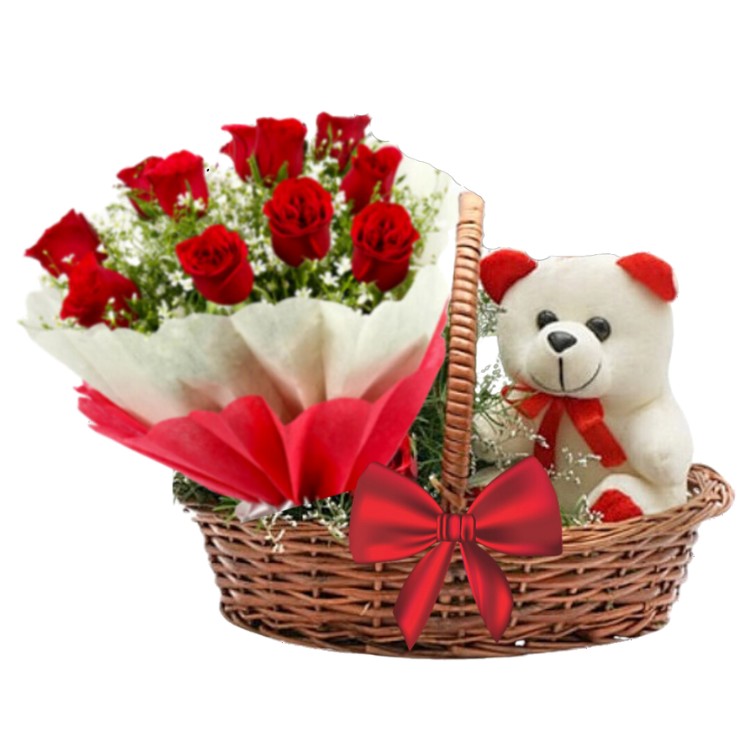 Teddy & Roses Basket