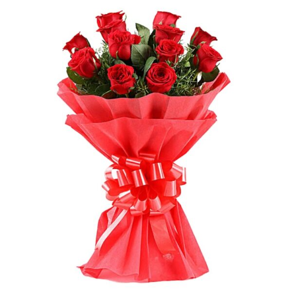 12 Red Roses Elegant Bunch