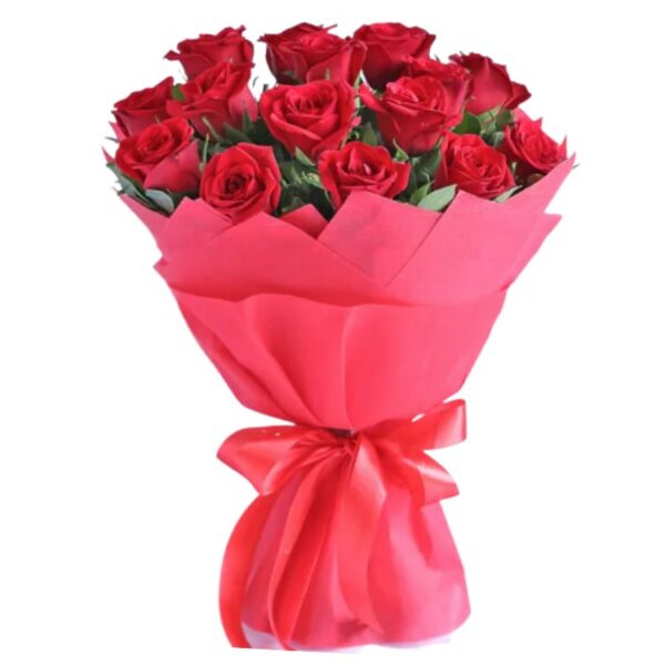 # 001 - An Elegant Bunch of Red Roses Wrapped in Red Paper