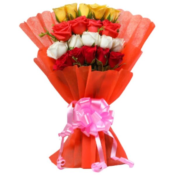 A Fancy Bouquet of 20 Mix Color Roses