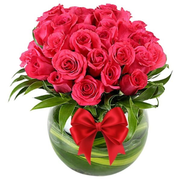 A Classy Vase Arrangement of 25 Red Roses