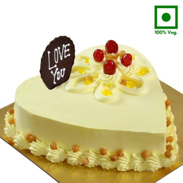 A Creamy Butterscotch Heart Shape Premium Cake
