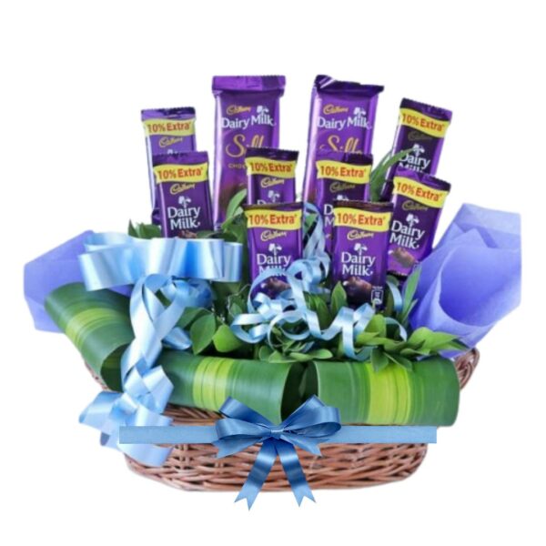 # 01 - A Cute Premium Basket of 8 Cadbury Dairy Milk & 2 Silk Chocolates