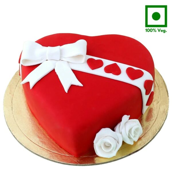 A Premium Heart Shape Fondant Cake (Flavor Selection Available)