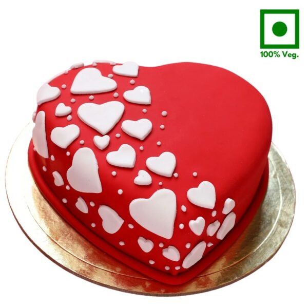 A Premium Heart Shape Fondant Cake (Flavor Selection Available)