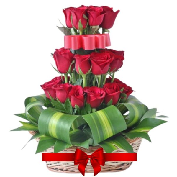 A Designer Basket Arrangement 30 Red Roses