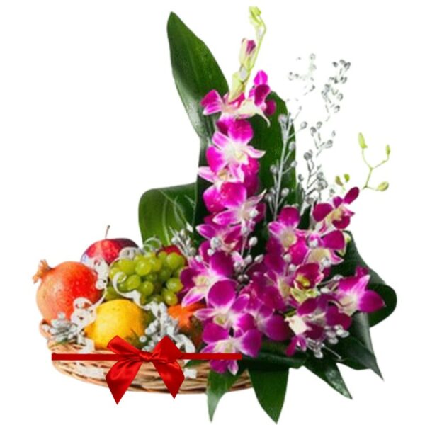 Mix Fresh Fruits with Purple Orchids