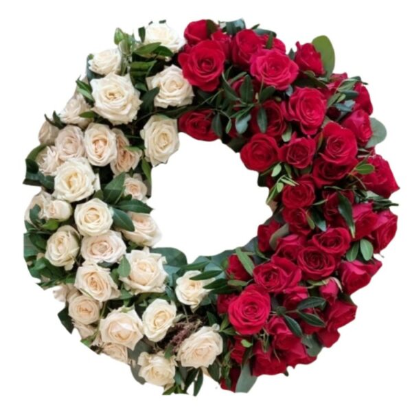 White & Red Roses Wreath