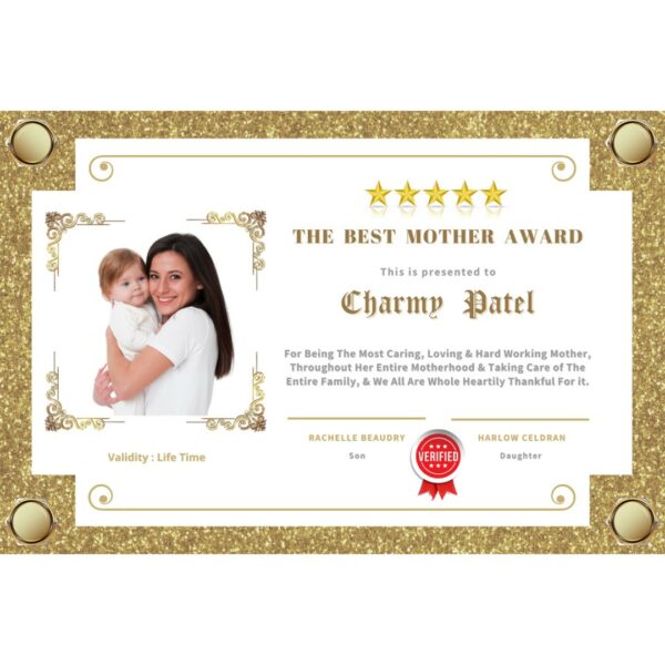 # 0001 A Mothers Day Special - A Personalized Custom Photo Printed Certificate