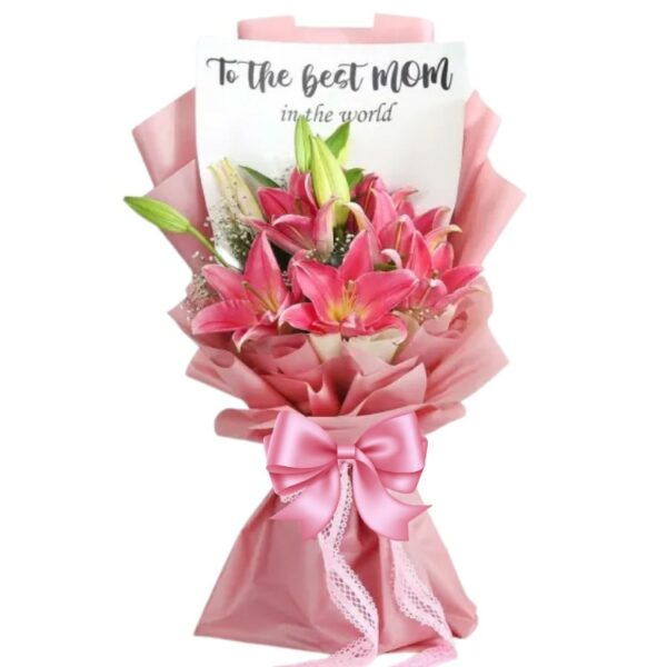 # 001 - A Unique Personalized Printed Message Bouquet of Pink Lilies