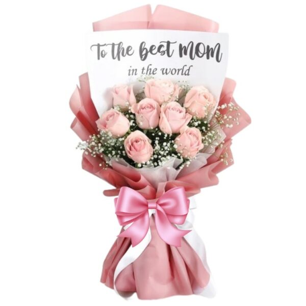 # 001 - A Unique Personalized Printed Message Bouquet of 8 Pink Roses