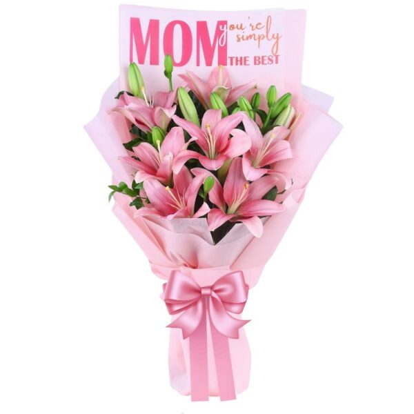 # 001 - A Unique Personalized Printed Message Bouquet of Pink Lilies