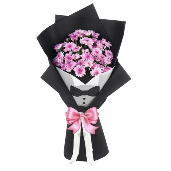 # 0001 - A Charming Bouquet of Pink Sevanti Flowers - With Printed Suit Photo